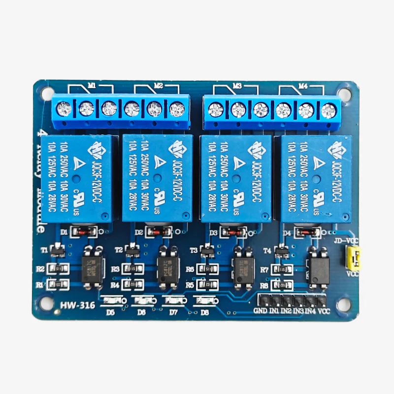 4 Channel 12V Relay Module with Optocoupler Isolation (10A)