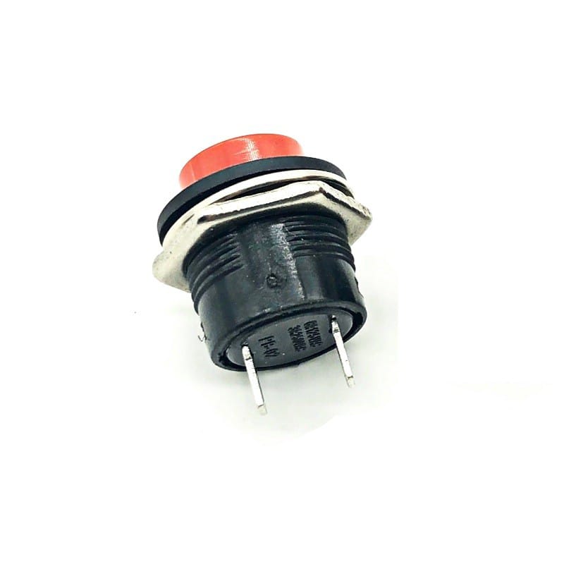 R13-507 16MM 2 Pin Self-Reset Round Cap Push Button Switch – Red